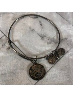 Alex and Ani Womens Silver Tone US Air Force Charm Bangle Bracelet